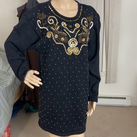 Vintage Sarah Morgan beaded sweater dress/tunic M - Picture 7 of 16